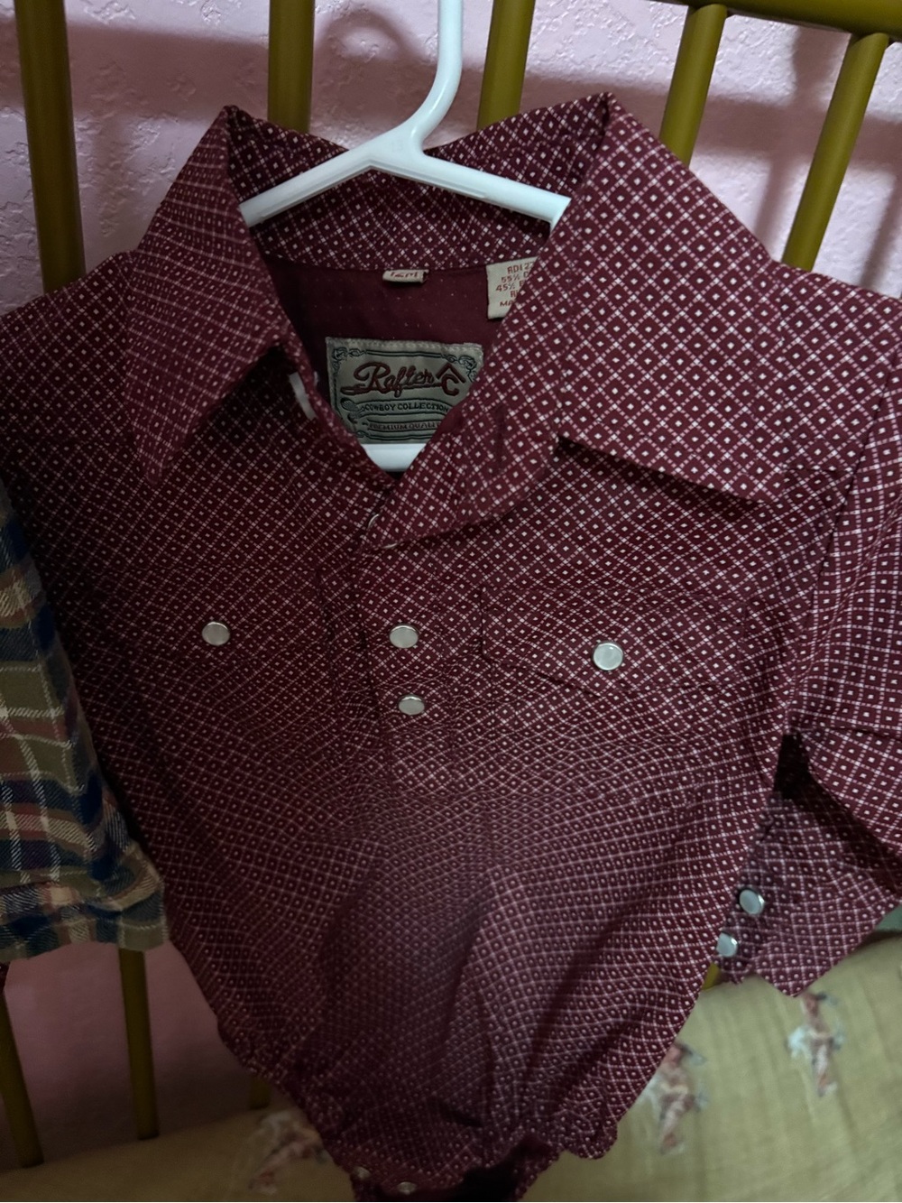 Maroon Geometric Western Shirt